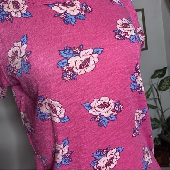 Free People We The Free Pink Floral Clare T-shirt - Picture 3 of 7